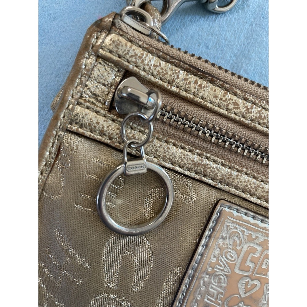 Coach Poppy Wristlet  Gold Silver — Purse / Bag / Clutch STUNNING - Picture 6 of 8